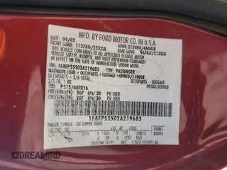2002 Ford Taurus SES Standard z VIN 1FAFP55S02A219685, wystawiony jako Copart lot #52382425 z przebiegiem 91 800 mil mil oraz Nie do naprawy • Non repairable. Historia ofert i sprzedaży dostępna na DreamBid. Obrazek 12.