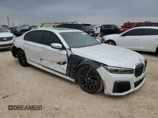 2021 BMW 7 Series 740i with VIN WBA7T2C06MCF88813, listed as a Copart auction lot 49589555 with 60,802 mi miles and Salvage title. Bid and sale history available at DreamBid. Image 4.