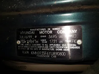 2000 Hyundai Elantra GLS z VIN KMHJF35F6YU890800, wystawiony jako Copart lot #76972294 z przebiegiem 159 134 mil mil oraz Szkoda całkowita • Salvage title. Historia ofert i sprzedaży dostępna na DreamBid. Obrazek 14.