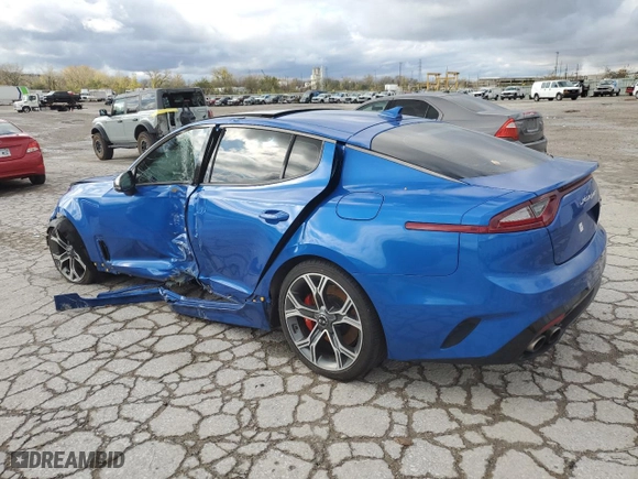 2020 Kia Stinger GT2 with VIN KNAE55LCXL6074244, listed as a Copart auction lot 75511384 with 54,852 mi miles and Salvage Title. Bid and sale history available at carsss.com. Image 2.
