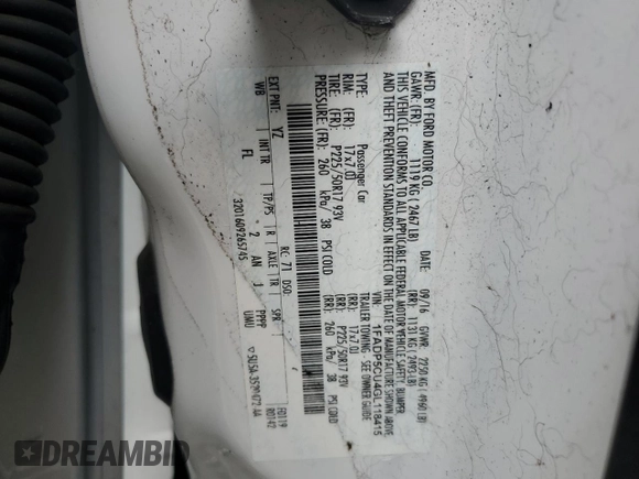 2016 Ford C-Max Energi SEL with VIN 1FADP5CU4GL118415, listed as a Copart auction lot 63261644 with 100,392 mi miles and Salvage Title. Bid and sale history available at carsss.com. Image 12.