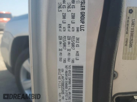 2011 Jeep Compass Latitude with VIN 1J4NT1FB9BD253495, listed as a Copart auction lot 48406185 with 147,262 mi miles and Salvage Title. Bid and sale history available at carsss.com. Image 13.