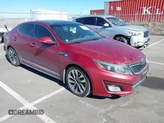 2015 Kia Optima SX Turbo with VIN 5XXGR4A64FG396164, listed as a IAAI auction lot 41682721 with 143,420 mi miles. Bid and sale history available at carsss.com. Image 1.