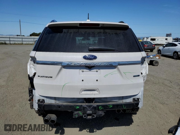 2018 Ford Explorer Platinum with VIN 1FM5K8HT0JGB57111, listed as a Copart auction lot 58837685 with 106,845 mi miles and Salvage title. Bid and sale history available at DreamBid. Image 6.