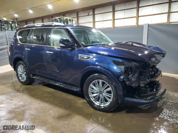 2023 Infiniti QX80 LUXE with VIN JN8AZ2AE0P9303158, listed as a Copart auction lot 43806665 with 43,821 mi miles and Non Repairable. Bid and sale history available at carsss.com. Image 4.