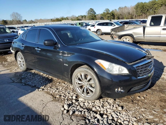 2012 Infiniti M Hybrid with VIN JN1EY1AP8CM910933, listed as a Copart auction lot 46451185 with 157,049 mi miles and Salvage title. Bid and sale history available at DreamBid. Image 4.