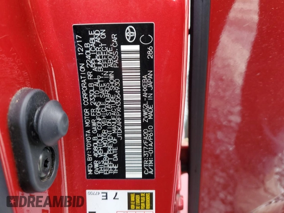 2017 Toyota Prius Plus z VIN JTDKARFPXH3064930, wystawiony jako Copart lot #85227314 z przebiegiem 64 224 mil mil oraz Szkoda całkowita • Salvage title. Historia ofert i sprzedaży dostępna na DreamBid. Obrazek 15.
