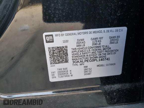 2023 GMC Terrain SLT z VIN 3GKALPEG0PL140741, wystawiony jako Copart lot #54305065 z przebiegiem 21 964 mil mil oraz Szkoda całkowita • Salvage title. Historia ofert i sprzedaży dostępna na DreamBid. Obrazek 14.
