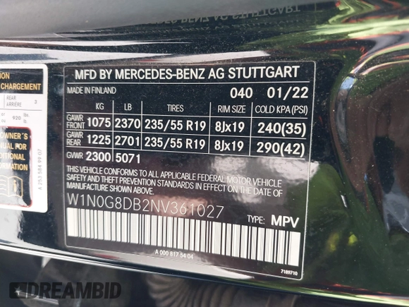 2022 Mercedes-Benz GLC 300 с VIN W1N0G8DB2NV361027, выставлен на аукционе IAAI как лот 42023839 с пробегом 46 196 миль миль и . История ставок и продаж доступна на DreamBid. Изображение 9.