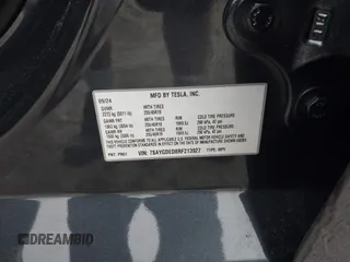 2024 Tesla Model Y with VIN 7SAYGDED8RF213927, listed as a IAAI auction lot 41386687 with 3,599 mi miles and . Bid and sale history available at DreamBid. Image 9.