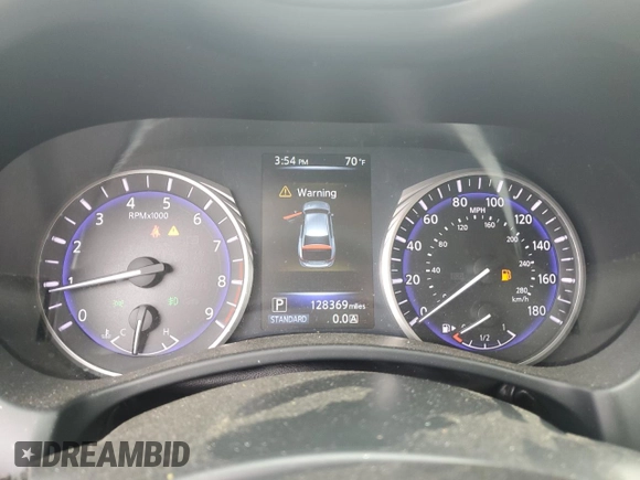 2015 Infiniti Q50 with VIN JN1BV7AR0FM396516, listed as a Copart auction lot 57677055 with 128,369 mi miles and Salvage title. Bid and sale history available at DreamBid. Image 9.