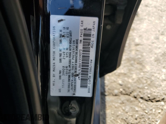 2012 Mazda 3 i Touring with VIN JM1BL1L86C1559073, listed as a Copart auction lot 65226515 with 139,665 mi miles and Salvage title. Bid and sale history available at DreamBid. Image 12.