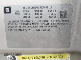 2012 Chevrolet Malibu 1LT with VIN 1G1ZC5E01CF272720, listed as a IAAI auction lot 42105416 with 185,220 mi miles and . Bid and sale history available at DreamBid. Image 9.