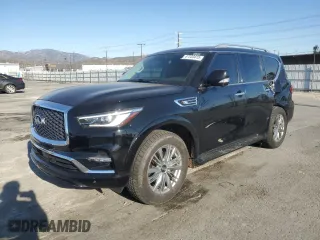 2021 Infiniti QX80 LUXE with VIN JN8AZ2AE7M9271353, listed as a Copart auction lot 47233415 with 76,521 mi miles and Salvage Title. Bid and sale history available at carsss.com. Image 1.
