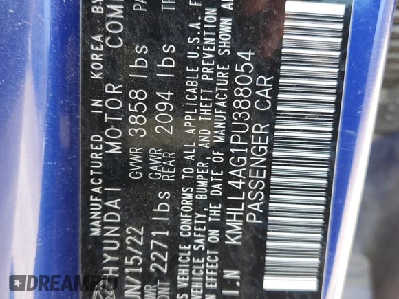 2023 Hyundai Elantra SE with VIN KMHLL4AG1PU388054, listed as a Copart auction lot 51156375 with 76,454 mi miles and Salvage Title. Bid and sale history available at DreamBid. Image 12.