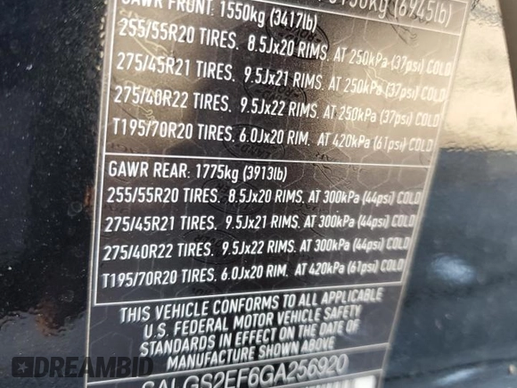 2016 Land Rover Range Rover Supercharged с VIN SALGS2EF6GA256920, выставлен на аукционе Copart как лот 55063715 с пробегом 138 814 миль миль и Списание • Salvage title. История ставок и продаж доступна на DreamBid. Изображение 14.