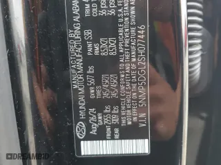 2025 Hyundai Santa Fe Calligraphy with VIN 5NMP5DGL2SH077446, listed as a Copart auction lot 85960874 with 5,545 mi miles and Salvage Title. Bid and sale history available at carsss.com. Image 13.