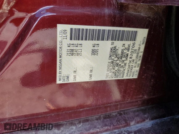 2010 Nissan Maxima SV with VIN 1N4AA5AP7AC820706, listed as a Copart auction lot 60928385 with 131,222 mi miles and Clean title. Bid and sale history available at DreamBid. Image 12.