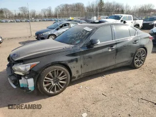 2020 Infiniti Q50 Red Sport 400 with VIN JN1FV7AR9LM660491, listed as a Copart auction lot 48175725 with 39,540 mi miles and Salvage Title. Bid and sale history available at carsss.com. Image 1.