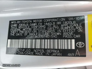2011 Toyota Yaris with VIN JTDBT4K37B1401590, listed as a Copart auction lot 46142555 with 165,082 mi miles and Salvage Title. Bid and sale history available at carsss.com. Image 12.