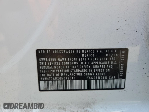 2016 Volkswagen GTI SE z VIN 3VW4T7AU2GM042340, wystawiony jako Copart lot #55528455 z przebiegiem 86 945 mil mil oraz Szkoda całkowita • Salvage title. Historia ofert i sprzedaży dostępna na DreamBid. Obrazek 12.