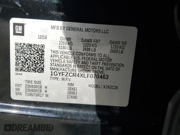 2020 Cadillac XT4 FWD Premium Luxury z VIN 1GYFZCR4XLF070463, wystawiony jako Copart lot #58873345 z przebiegiem 88 406 mil mil oraz Nie do naprawy • Non repairable. Historia ofert i sprzedaży dostępna na DreamBid. Obrazek 13.