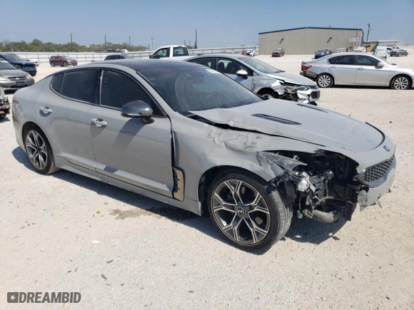 2021 Kia Stinger GT-Line with VIN KNAE15LA6M6093952, listed as a Copart auction lot 66384324 with 46,779 mi miles and Salvage Title. Bid and sale history available at carsss.com. Image 4.