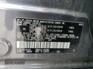 2022 Toyota RAV4 XLE Premium with VIN 2T3A1RFV7NC293473, listed as a Copart auction lot 58990175 with 30,095 mi miles and Salvage title. Bid and sale history available at DreamBid. Image 14.