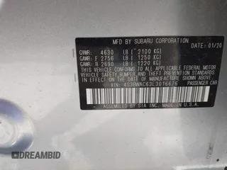 2020 Subaru Legacy Premium with VIN 4S3BWAC63L3016676, listed as a IAAI auction lot 41901385 with 68,610 mi miles and . Bid and sale history available at DreamBid. Image 9.