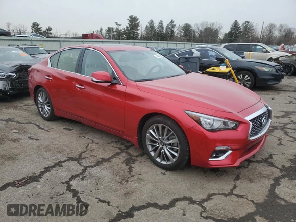 2024 Infiniti Q50 Luxe with VIN JN1EV7BR4RM630852, listed as a Copart auction lot 44844395 with 12,051 mi miles and Salvage Title. Bid and sale history available at DreamBid. Image 4.