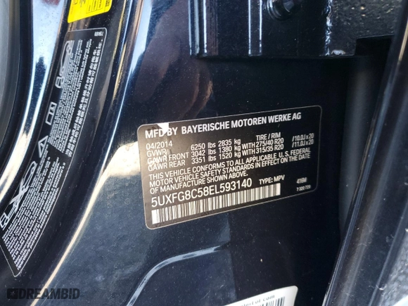 2014 BMW X6 50i with VIN 5UXFG8C58EL593140, listed as a Copart auction lot 48491385 with 174,983 mi miles and Clean Title. Bid and sale history available at carsss.com. Image 13.