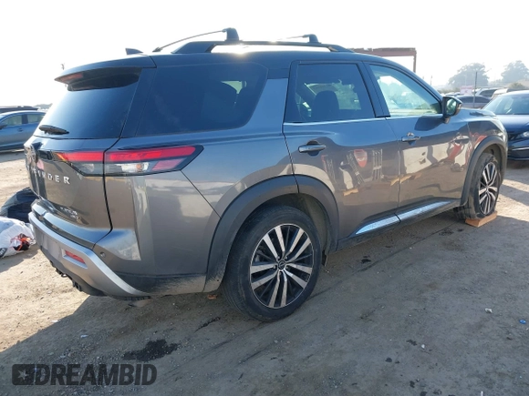 2023 Nissan Pathfinder Platinum with VIN 5N1DR3DK4PC204924, listed as a IAAI auction lot 41366352 with 25,918 mi miles and . Bid and sale history available at DreamBid. Image 4.