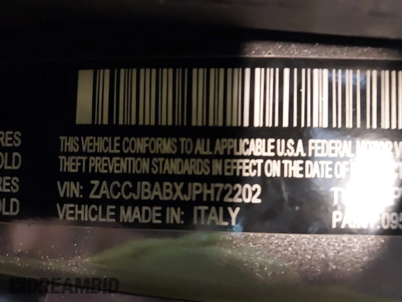 2018 Jeep Renegade Sport z VIN ZACCJBABXJPH72202, wystawiony jako IAAI lot #42538894 z przebiegiem 49 877 mil mil oraz . Historia ofert i sprzedaży dostępna na DreamBid. Obrazek 9.