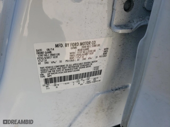 2014 Ford Edge SE with VIN 2FMDK3GC8EBB12298, listed as a Copart auction lot 87114524 with 151,821 mi miles and Salvage Title. Bid and sale history available at carsss.com. Image 15.