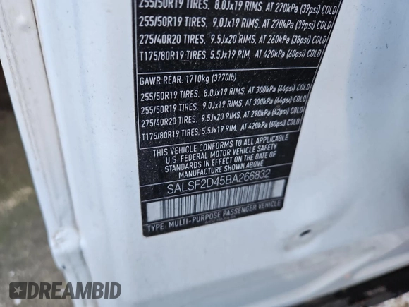 2011 Land Rover Range Rover Sport HSE with VIN SALSF2D45BA266832, listed as a Copart auction lot 86561414 with 156,397 mi miles and Clean title. Bid and sale history available at DreamBid. Image 10.