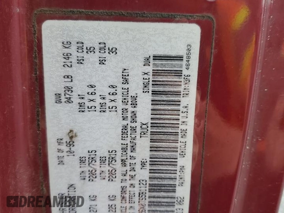 1996 Dodge Dakota z VIN 1B7FL26X0TS581123, wystawiony jako Copart lot #55069395 z przebiegiem 133 707 mil mil oraz Szkoda całkowita • Salvage title. Historia ofert i sprzedaży dostępna na DreamBid. Obrazek 12.