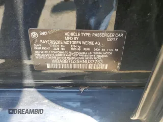 2017 BMW 3 Series 340i xDrive with VIN WBA8B7G35HNU37753, listed as a Copart auction lot 63533815 with 120,147 mi miles and Salvage title. Bid and sale history available at DreamBid. Image 12.