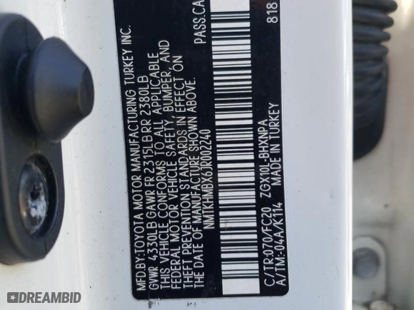 2018 Toyota C-HR XLE with VIN NMTKHMBX6JR002240, listed as a Copart auction lot 48345005 with 137,557 mi miles and Clean Title. Bid and sale history available at carsss.com. Image 13.