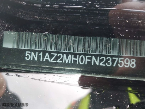2015 Nissan Murano Platinum with VIN 5N1AZ2MH0FN237598, listed as a IAAI auction lot 41945540 with 177,934 mi miles. Bid and sale history available at carsss.com. Image 9.