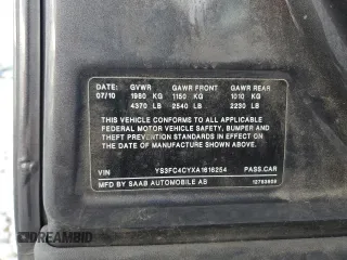 2010 Saab 9-3 Aero z VIN YS3FC4CYXA1616254, wystawiony jako Copart lot #52426505 z przebiegiem 247 788 mil mil oraz Szkoda całkowita • Salvage title. Historia ofert i sprzedaży dostępna na DreamBid. Obrazek 14.