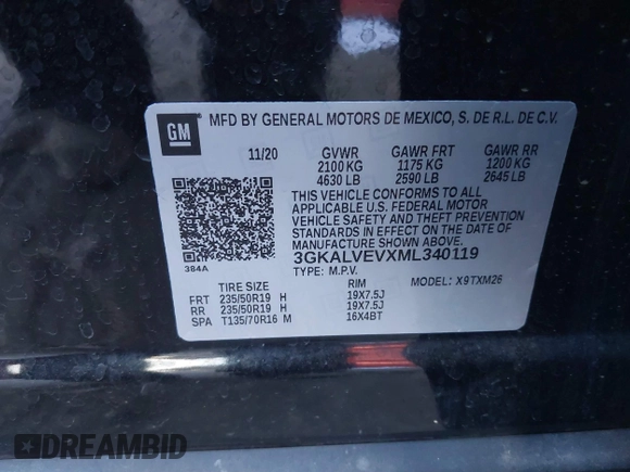 2021 GMC Terrain SLT with VIN 3GKALVEVXML340119, listed as a IAAI auction lot 41398170 with 72,564 mi miles and . Bid and sale history available at carsss.com. Image 9.
