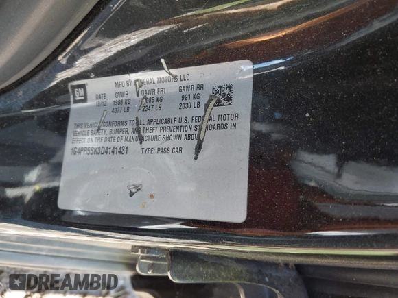 2013 Buick Verano Convenience Group with VIN 1G4PR5SK3D4141431, listed as a IAAI auction lot 42216997 with 106,859 mi miles and . Bid and sale history available at DreamBid. Image 9.