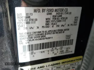 2013 Ford Expedition Max Limited z VIN 1FMJK1K58DEF62911, wystawiony jako Copart lot #61591555 z przebiegiem 161 928 mil mil oraz Szkoda całkowita • Salvage title. Historia ofert i sprzedaży dostępna na DreamBid. Obrazek 12.