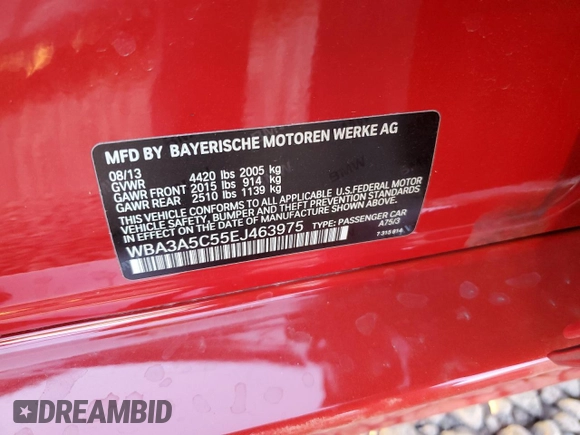 2014 BMW 3 Series 328i z VIN WBA3A5C55EJ463975, wystawiony jako Copart lot #61214915 z przebiegiem 118 677 mil mil oraz Szkoda całkowita • Salvage title. Historia ofert i sprzedaży dostępna na DreamBid. Obrazek 12.
