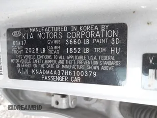 2017 Kia Rio LX with VIN KNADM4A37H6100379, listed as a IAAI auction lot 41942737 with 128,858 mi miles. Bid and sale history available at carsss.com. Image 9.