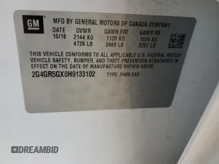 2017 Buick Regal Premium II z VIN 2G4GR5GX0H9133102, wystawiony jako Copart lot #55053435 z przebiegiem 29 980 mil mil oraz Szkoda całkowita • Salvage title. Historia ofert i sprzedaży dostępna na DreamBid. Obrazek 12.