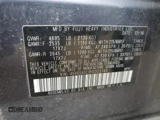 2017 Subaru Outback Premium с VIN 4S4BSADC9H3323143, выставлен на аукционе Copart как лот 57487515 с пробегом 104 339 миль миль и Списание • Salvage title. История ставок и продаж доступна на DreamBid. Изображение 14.