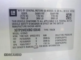 2011 GMC Sierra 1500 SLT with VIN 3GTP2WE36BG100648, listed as a IAAI auction lot 41638421 with 291,205 mi miles and . Bid and sale history available at DreamBid. Image 9.