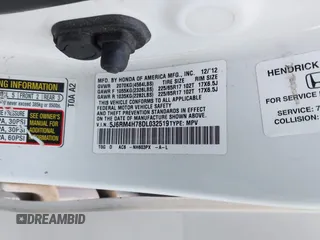 2013 Honda CR-V EX-L with VIN 5J6RM4H78DL032519, listed as a IAAI auction lot 42458397 with 67,141 mi miles and . Bid and sale history available at DreamBid. Image 9.