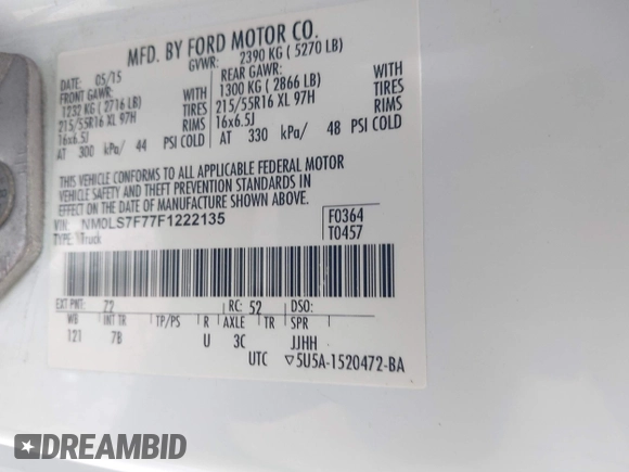 2015 Ford Transit Connect XLT с VIN NM0LS7F77F1222135, выставлен на аукционе IAAI как лот 42626109 с пробегом 191 781 миль миль и . История ставок и продаж доступна на DreamBid. Изображение 9.